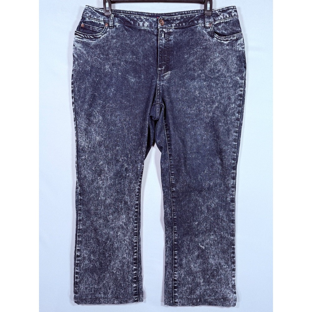 Denim 24/7 Jeans Women 16W Blue Denim 90's Acid Washed 39x27"‎ Rise 11"